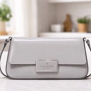 Kate Spade Reegan Patent Mini Flap Crossbody Pavement Gray